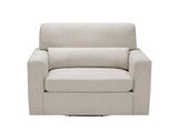 1pc Swivel Chair Plush Cushioned Seat Beige Boucle Upholstery Ergonomic Design Solid Wood Modern B011P304429