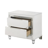 Glamorous Pearl White Finish Nightstand with Drawers Storage Durable Acrylic Legs Wooden Modern B2741P324365