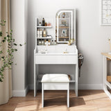 Fashion Vanity Desk with and Lights for Makeup with hair dryer holder and Chair, Vanity W509P173273