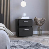 Trivor 2 Drawers Nightstand , End Table, Side Table Metal Handles -Black B07092122