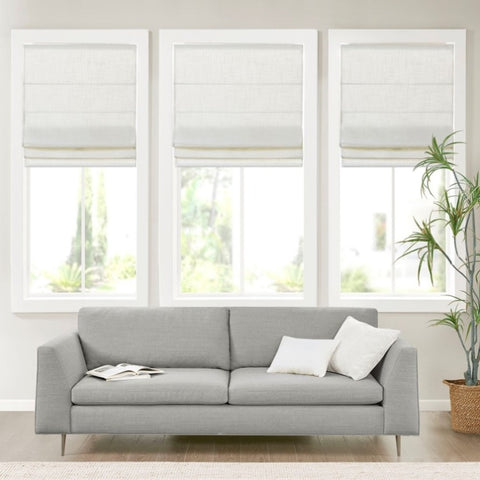 ZUN Linen Blend Light Filtering Cordless Roman Shade B035129745