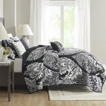 ZUN 6 Piece Printed Cotton Quilt Set with Throw Pillows Black Full/Queen B03597639