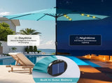 10 ft Patio Umbrella for Table, Outdoor Sun Umbrella with 32 LED Solar Lights, Lake Blue 76771866