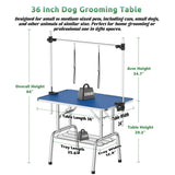 36 Inch Foldable Dog Grooming Table for Home with Adjustable Arm, Noose, Non-Slip Surface, and T3210P293741