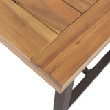Outdoor Acacia Wood Metal Base Dining Table, Teak 57239.00