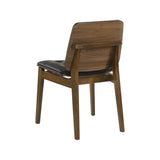 Set of 2 Black Tufted Leatherette Upholstered Dining Chairs, Walnut B016P369240