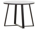 White Faux Marble and Matte Black End Table B062P145601