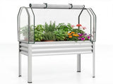 3-in-1 Metal Raised Garden Bed with Mini Greenhouse Cover, Elevated Planter Box - Silver 90410085