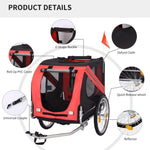 ZUN Dog Bike Trailer, Breathable Mesh Dog Cart with 3 Entrances, Safety Flag, 8 Reflectors, Folding Pet W32191046