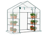 Mini Walk-in Greenhouse with PE Cover, 4-Shelf Indoor Outdoor Plant Gardening Green House for Garden 39486403