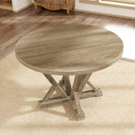 ZUN Modern Farmhouse Round Dining Table 45.7inch Solid Wood Rubberwood Antique Finishing Rustic Look W2537P168454