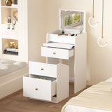 Small Vanity Desk with Mirror - White Makeup Vanitys Set Make up Table with Chair, Drawers, Mini W409P195100