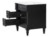 24 Inch Bathroom Vanity with Sink, Black Freestanding Bathroom Cabinet with Flip Drawer, Adjustable 84849124