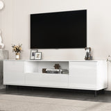 High Gloss Panel Modern TV Console, TV Stand, Entertainment Center with Storage Shelves,TV Cabinet W409P195094