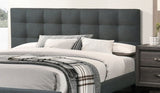 Modern 1pc Queen Size Bed Charcoal Polyfiber Tufted Headboard Platform Bedframe Bedroom Furniture B011P243654