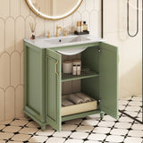 30 Inch Bathroom Vanity with Ceramic Sink, Freestanding Bathroom Vanity Set with Hidden Drawer, N710P192538F