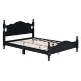 Full Size Wood Platform Bed Frame,Retro Style Platform Bed with Wooden Slat Support,Black WF310129AAB