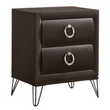 Dark Merlot 2-Drawer Nightstand with Hairpin Legs B062P181329