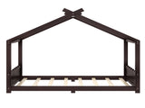 Full House Floor Bed with Support Slats, Solid Wood House Bed Frame for Kids, No Box Spring Needed W1580P387842