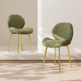 Modern minimalist green teddy velvet Dining Chairs Set of 2 with sturdy gold metal legs and W1727P251143