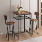 ZUN Bar table, equipped with 2 bar stools , with backrest and partition W57868881