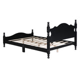 Full Size Wood Platform Bed Frame,Retro Style Platform Bed with Wooden Slat Support,Black WF310129AAB
