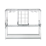 ZUN Contemporary Chrome Wine Rack Silver Modern Glass Metal Frame Wine Storage 62673456