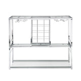 ZUN Bar Cart Kitchen Bar&Serving Cart for Home Glass Holder and Wine Rack, 3-Tier Kitchen Trolley GHNDT-WRK1004A