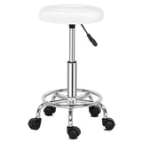 ZUN Round Stool with Lines Rotation Bar Stool White 44812868