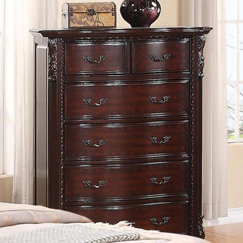 ZUN 1pc Traditional Formal Tall Chest Storage Drawers Decorative Drawer Pulls Solid Wood Bedroom B011P204071