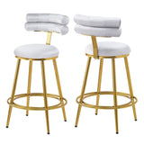 27.65'' Modern Counter Stools Set of 2,Light gray velvet Counter Stools with iron Frame,Soft back N780P194940W
