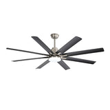 ZUN 66 Inch Large Ceiling Fan With Dimmable Led Light 8 ABS Blades Smart Remote Control Reversible DC W882P146893