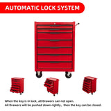 7-Drawering Tool Chest Cabinet, Large Capacity Metal Tool Box with Wheels and Cylinder Locking, W3037P241998