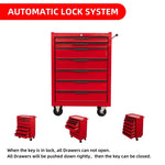 ZUN 7-Drawering Tool Chest Cabinet, Large Capacity Metal Tool Box with Wheels and Cylinder Locking, W3037P241998