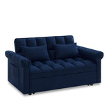 Loveseats Sofa Bed with Pull-out Bed,Adjsutable Back-Blue W487P263843
