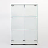 ZUN Two Door Glass Cabinet Glass Display Cabinet with 3 Shelves, White 81861862