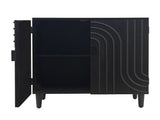 Modern Black Wood Storage Cabinet with Decorative Door, 30in Accent Sideboard for Living Room, W2729P239175