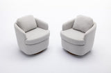 035-Boucle Fabric Swivel Accent Chair With Soild Wood Round Brown Base Leg,Light Gray W527134463