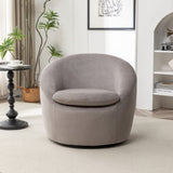Winnie Modern Teddy Fabric Barrel Chair, 360&deg Swivel, Gray T2574P281444