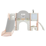 ZUN Kids Slide Playset Structure 9 in 1, Spaceship Set with Slide, Arch Tunnel, Ring Toss, Drawing 36546429