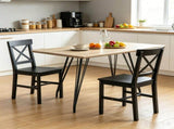 Black Farmhouse Wooden Dining Chairs Set of 2 with Cross Back Design for Kitchen Table 44201883