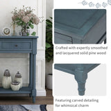 ZUN Series Console Table Traditional Design with Two Drawers and Bottom Shelf 25384136