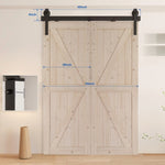 ZUN 60" Bi-Folding Sliding Barn Door Hardware Kit for 2 Doors,Smoothly&Quietly,Black Track J Shape 80281115