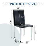 Two Black PU dining chairs,Silver Metal Legs.Simple and versatile, comfortable and accompanied. W1151P269021