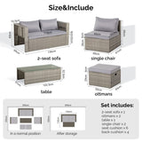 2pcs armless sofa 2pcs footstool 1pcs double sofa 1pcs coffee table with storage, gray 62176797