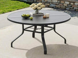 Round Dining Table, 41" Round Patio Table Wood-Like Grain with 1.57" Umbrella Hole, Metal T3623P504736
