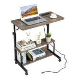 Grey Oak P2 15MM Particle Board with Melamine Coating Adjustable Computer Desk with 3 USB 2 AC 02657888
