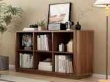 6 Cube Storage Bookcase, 40" Wide Low Horizontal Book Shelf with Curved Edge, Wood Floor Standing W2641P460042