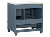 24" Bathroom Vanity with Sink Drawers, Gray Blue Freestanding Vanity Cabinet with Ceramic Top 93166940