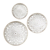 Distressed White Floral 3-piece Carved Wood Wall Decor Set B03598792